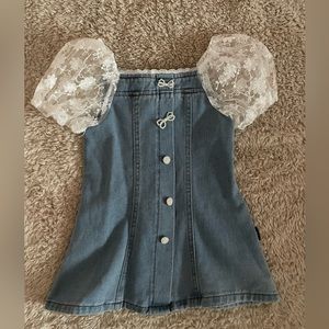 Toddler girl denim and lace cap sleeve dress